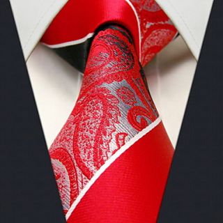 Casual Red Floral Print Necktie