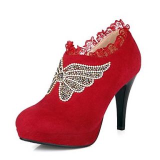 Suede Womens Wedding stiletto Heel Pumps Fahion Ankle Boots with Zipper/Rhinestone Shoes(More Colors)