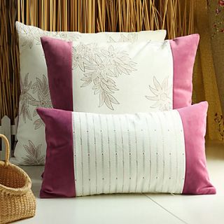 Set of 3 Novelty silver Flower Polyester Decorative Pillow Cover