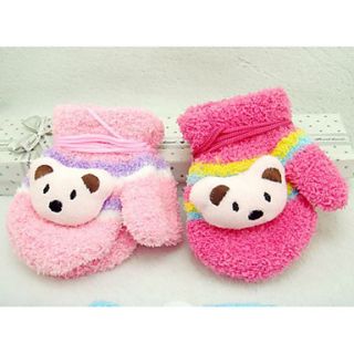 Childrens Candy Color Coral Fleece Gloves(Random Color)