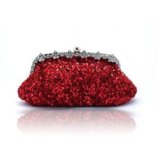 Kaunis WomenS Fashion Diamond Beaded Evening Bag(Red)