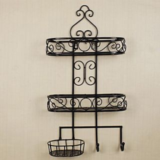 Antique Metal Hanging Storage Shelf   2 Colors Available