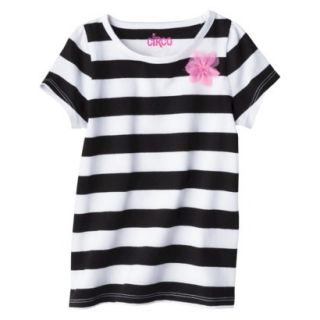 Circo Infant Toddler Girls Short Sleeve Striped Tee   Ebony 5T