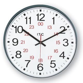 Infinity/Itc Combination 12 /24 Hour Clock   12 Diameter   Black