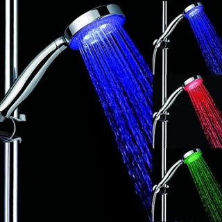 3 Colors Streamlined Temperature Controlled LED Light Top Spray Shower Head