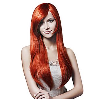Fancy Ball Capless Synthetic Party Wig Claret red Devil Cospaly Wig Side Bang