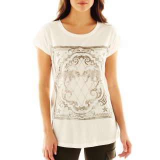 I Jeans By Buffalo Embellished Emblem Tee, White, Womens