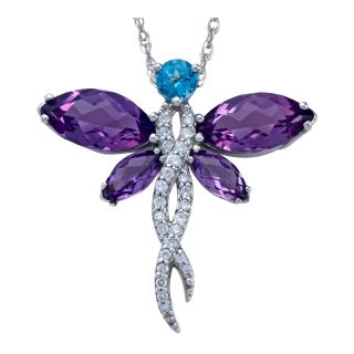Amethyst Dragonfly Pendant Sterling Silver, Womens
