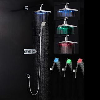 Modern Chrome Finish LED Wall Mount Shower Set (Showerhead Hand Shower)