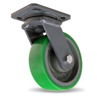 Hamilton Workhorse Caster   6Dia.X2W Green Polyurethane Wheel   1200 Lb. Capacity A  1/2 Sealed Precision Ball Bearings   Swivel   Green