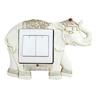 Animal European Elephant Diamond White Resin Light Switch Stickers