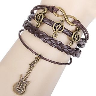 Shining Infinity Style Vintage Happy Note Handmade Leather Bracelet (Screen Color)