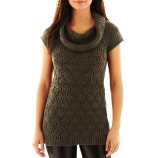 Worthington Textured Cowlneck Tunic Sweater, Forest Night, Womens