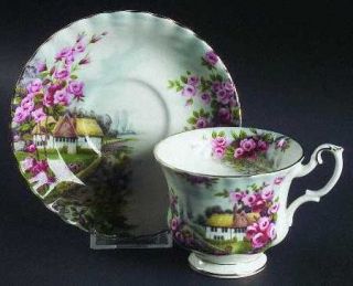 Royal Albert Country Scenes Footed Cup & Saucer Set, Fine China Dinnerware   Flo