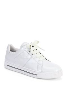 Marc by Marc Jacobs Glazed Leather Runway Sneakers   White
