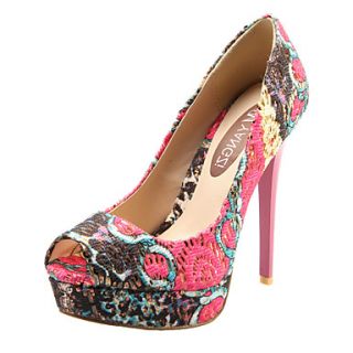 Fabric Womens Stiletto Heel Peep Toe Pumps/Heels Shoes
