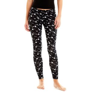 Printed Leggings, B/w Stars, Womens