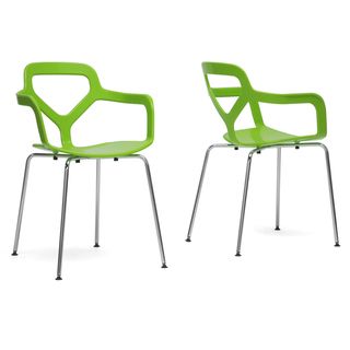 Miami Green Plastic Modern Dining Chairs (set Of 2)