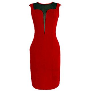 MS Red Deep V Simple Dress