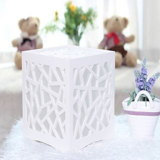 YOUKE Carving Cut Out Palace Style Rectangle Table Lamp (White)