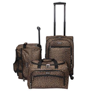 Weekender Cheetah 3 piece Lightweight Carry On Spinner Luggage Set