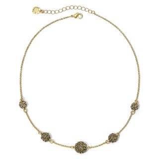 MONET JEWELRY Monet Gold Tone & Black Crystal Fireball Necklace, Grey