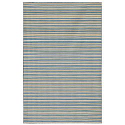 Striped Blue Flat weave Dhurrie Wool Rug (8 X 10)