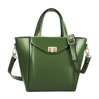 Global Freeman Womens Korean Fashion Two Use Solid Color Leather Tote(Green)