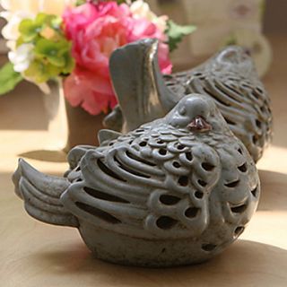 5Antique Style Hollow Out Chicken Type Ceramic Candle Holder