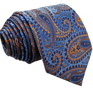 Casual Blue Silk Floral Print Necktie