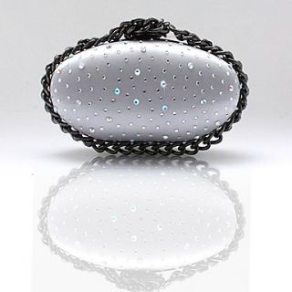 ONDY NewOval Shaped Character Satin Evening Bag (Silver)