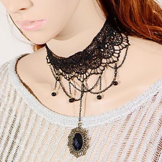 OMUTO Luxury Ruby Pendant Popular Fashion Necklace (Black)
