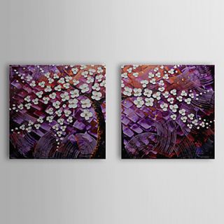 Hand Painted Oil Painting Floral Code with Stretched Frame Set of 2 1309 FL0889