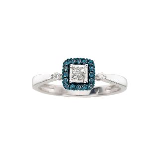 CT. T.W. White & Irradiated Blue Diamond Promise Ring, Womens