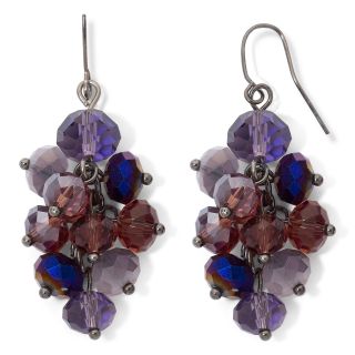 Hematite & Purple Bead Grapevine Earrings