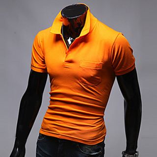Aowofs  Quality Goods New Style Fashion Sunmmer Style Short sleeve Polo Slim Mens Shirt(Orange)