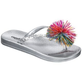 Girls Koosh Flip Flop Sandals   Silver 12 13