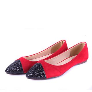Womens Fashion Splice Sequins Flat Shoes(Red)