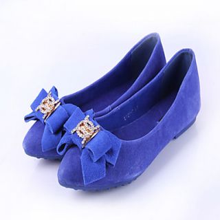 Womens Simple Bow Decoration Solid Color Cozy Flat Shoes(Royal Blue)