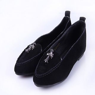 Womens European Lovely Simple Solid Color Flat Shoes(Black)
