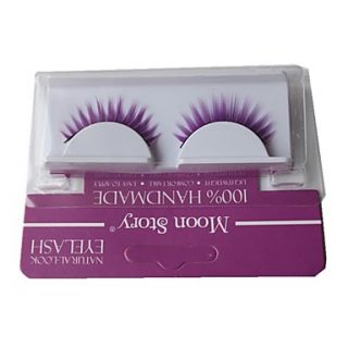 1 Pair Pro High Quality Hand Made Synthetic Fiber Hair Purple Color Thick Long Style False Eyelashes