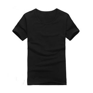 Mens A Round Collar Pure Color T Shirt with Short Sleeves