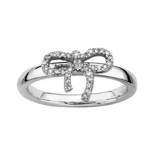 ONLINE ONLY   1/10 CT. T.W. Diamond Bow Stackable Ring Silver, White, Womens
