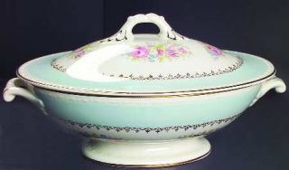 Homer Laughlin  Chateau Oval Covered Vegetable, Fine China Dinnerware   Light Bl