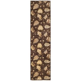 Safavieh Hand knotted Agra Brown Wool Rug (26 X 10)
