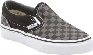 Boys Vans Checkerboard Slip On   Black/Pewter Canvas Shoes