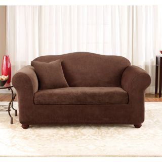 Sure Fit Stretch Pique Two Piece Sofa Slipcover Taupe   34657