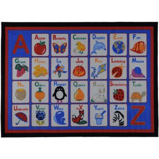 Printed Kids Learning Alphabet Blue Area Rug (33 X 47)