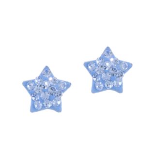 Bridge Jewelry Blue Crystal Star Stud Earrings Sterling Silver