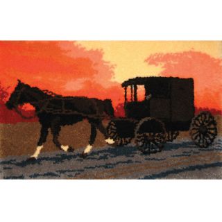 Latch Hook Kit 38 1/2x25 amish Buggy (VariousMaterials Canvas, acrylicDimensions Finished measurements 38.5 inches wide x 25 inches longEach kit contains pre cut 100 percent acrylic yarn; 3.75 inch mesh Graph N Latch canvas; color chart and complete in